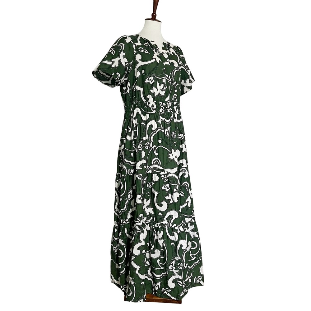 Anthropologie Somerset Maxi Dress Green White Cotton 1X Plus Size - Picture 6 of 13